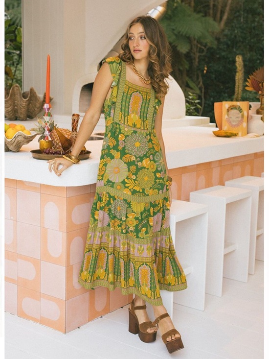 Nine Lives Bazaar Dresses & Skirts - Nine Lives Bazaar Nirvana Collection Peacock & Floral Print Midi Dress